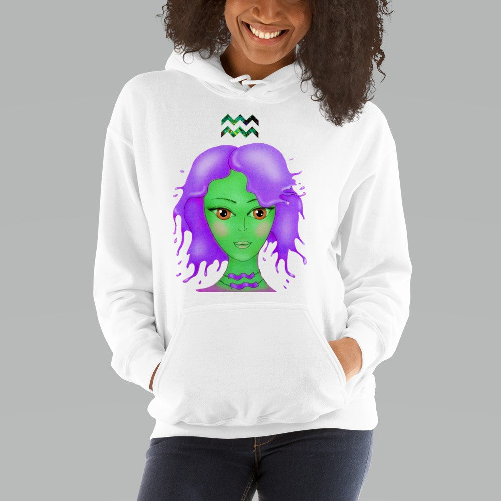 Athletic Casualwear Hoodie for Women- Aquarius Sun Sign. WickedYo.